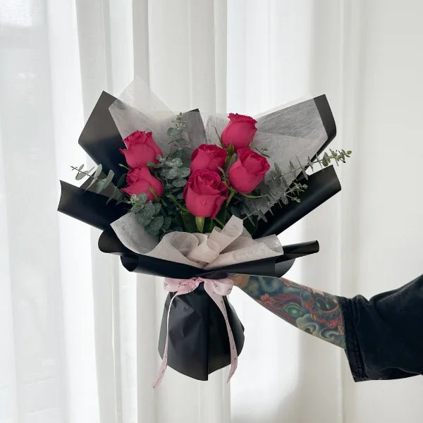 Shocking Pink Roses Bouquet
