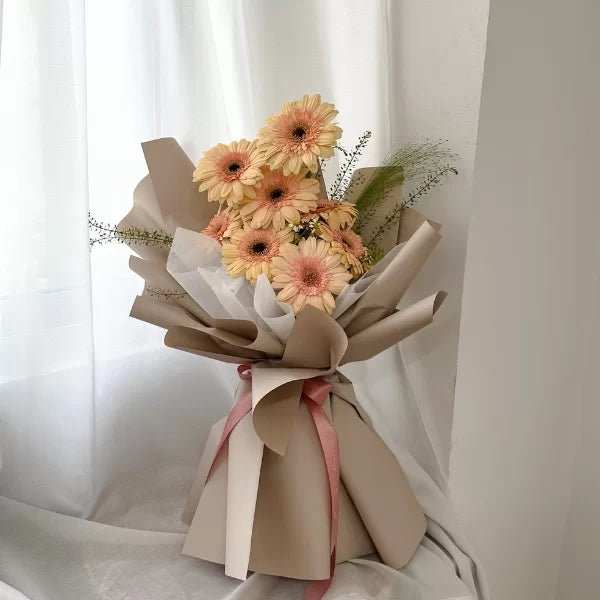 Peach Gerbera Flower Bouquet