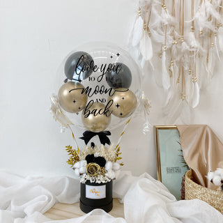 Black & Gold Everlasting Hot Air Balloon gift pack