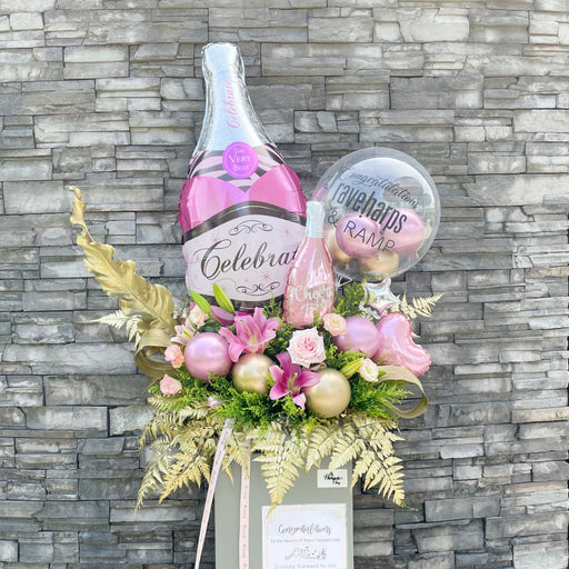 Celebrate Champagne Congratulation Stand flower gift pack