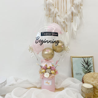 Pink & White Everlasting Hot Air Balloon