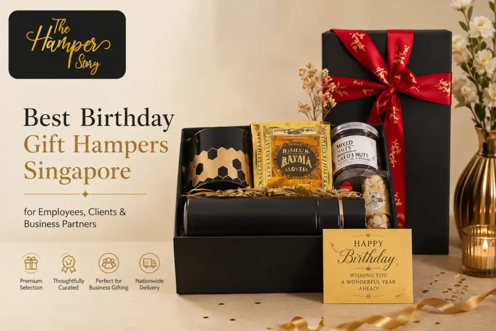 best birthday gift hampers Singapore corporate box on office desk
