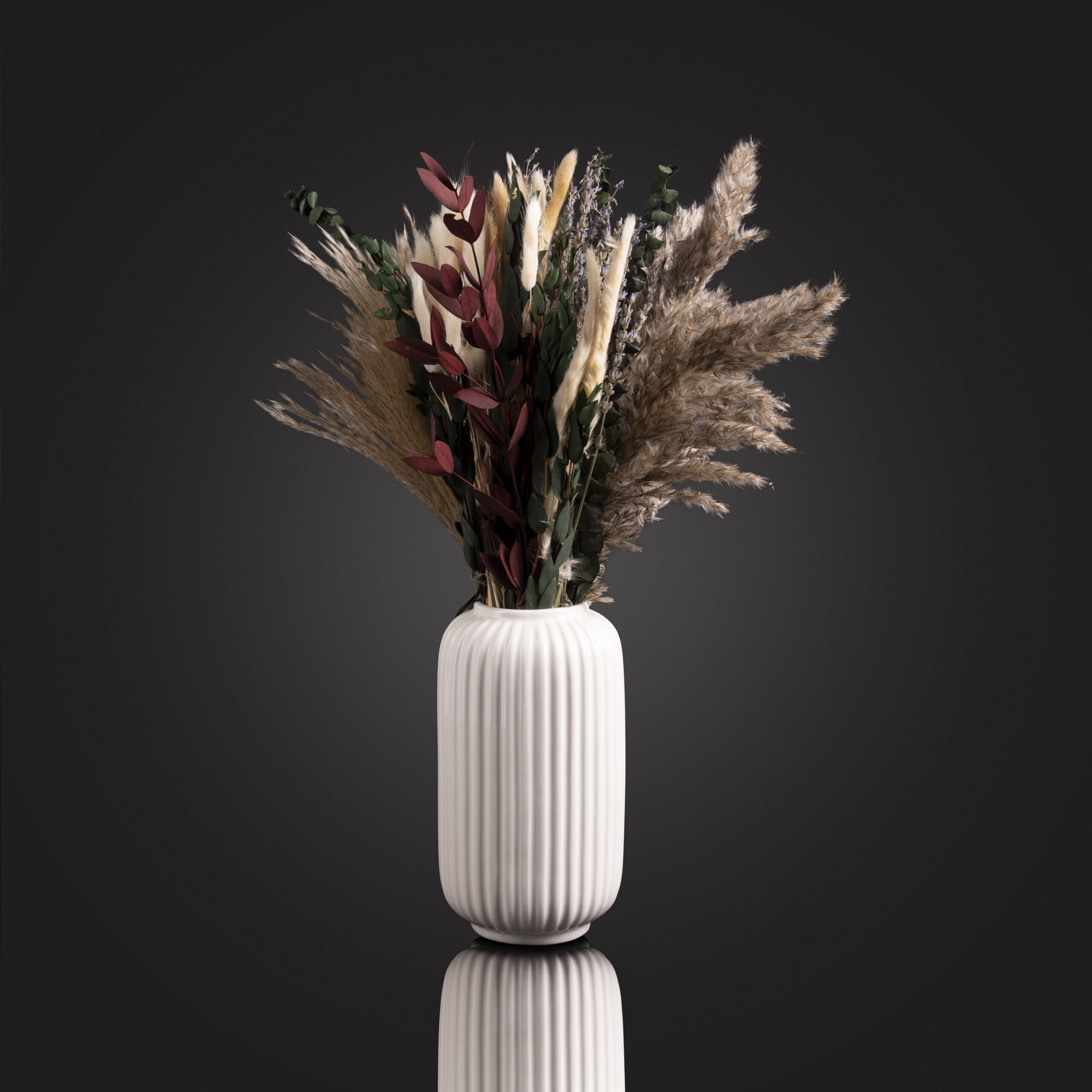 Cylinderical Vase With Flower Arrangement