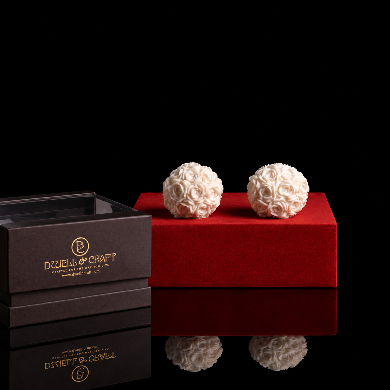 The Rosette Pair – Sculpted Soy Wax Candle Set by Dwell & Craft