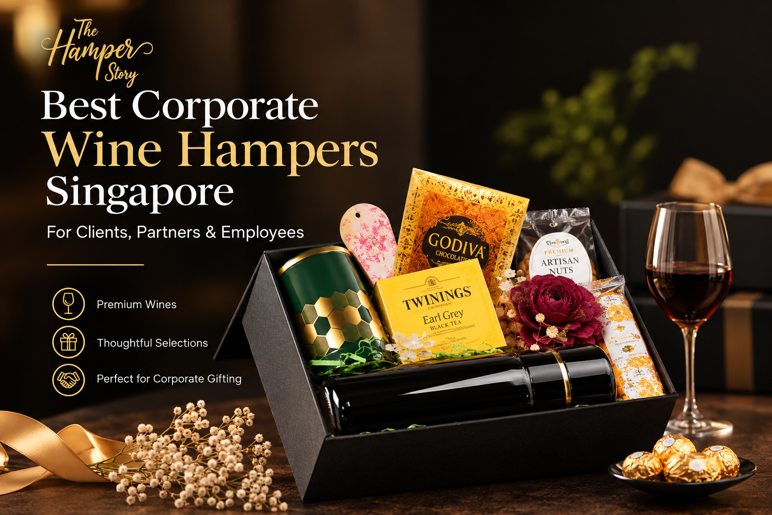 corporate wine hampers singapore gift set on office desk