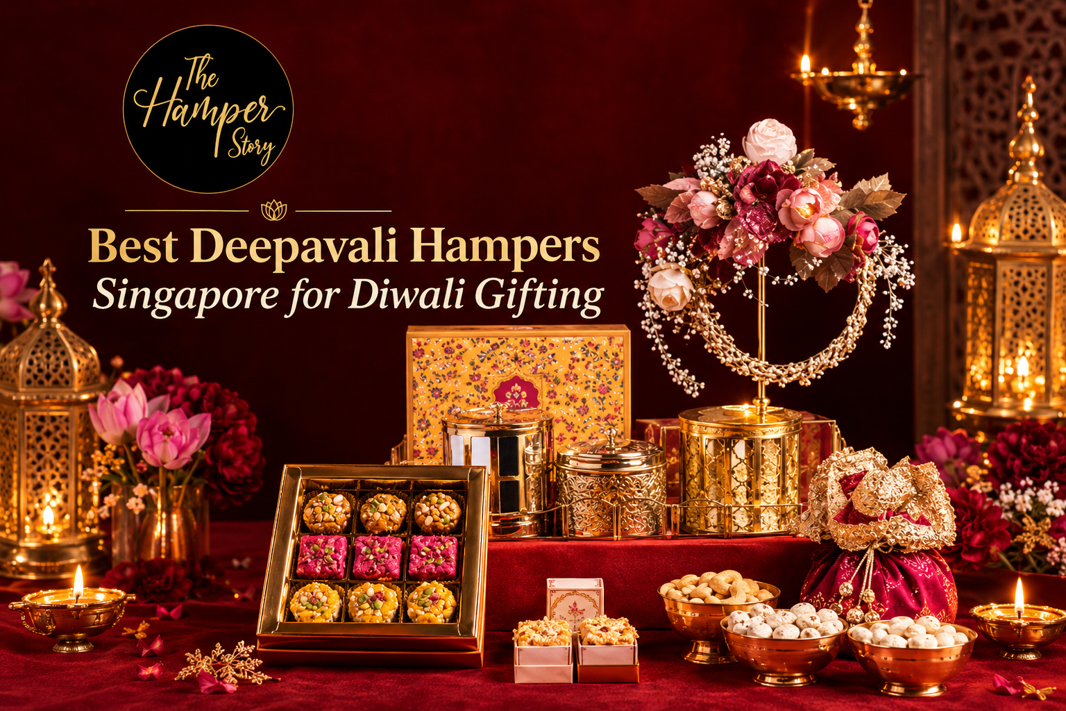 Best Deepavali hampers Singapore gift set with sweets, dry fruits and diyas